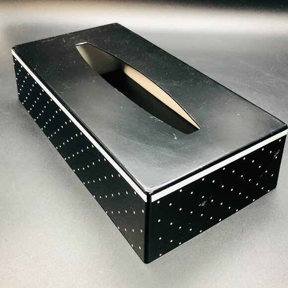 60s Mod Black and White Polka Dots Bathroom Accessory SET Tissue Box Cover Soap - Picture 4 of 11